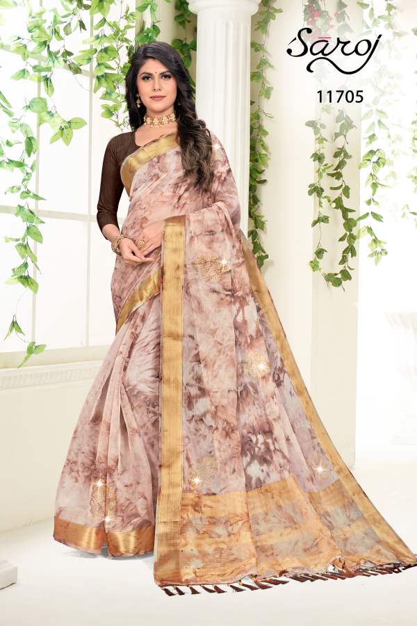 Saroj Aashnaa Organza Printed Wholesale Party Wear Sarees
